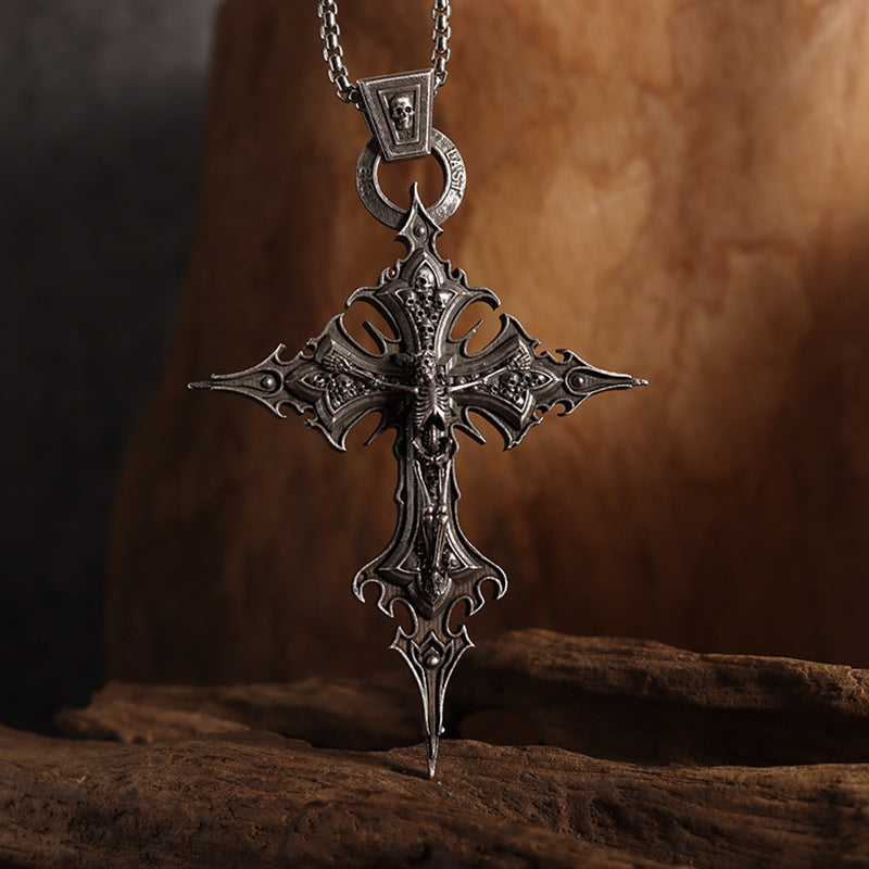 Wholesale Gothic Skull Cross Pendant Necklace